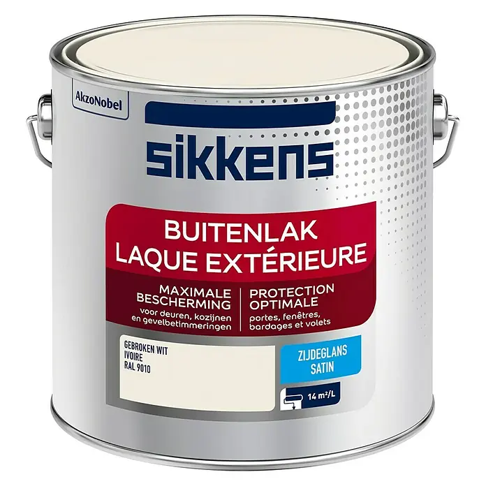 Sikkens Buitenverf RAL 9010 Gebroken Wit - Gebroken wit, 2,5 l, Zijdeglans - Vooraanzicht