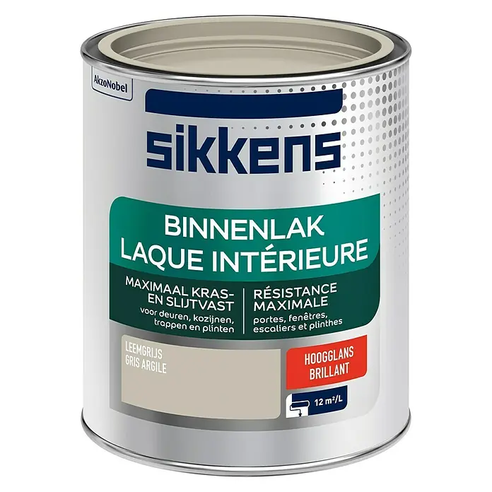 Sikkens Kleurlak Leemgrijs - Leemgrijs, 750 ml, Hoogglans - Vooraanzicht