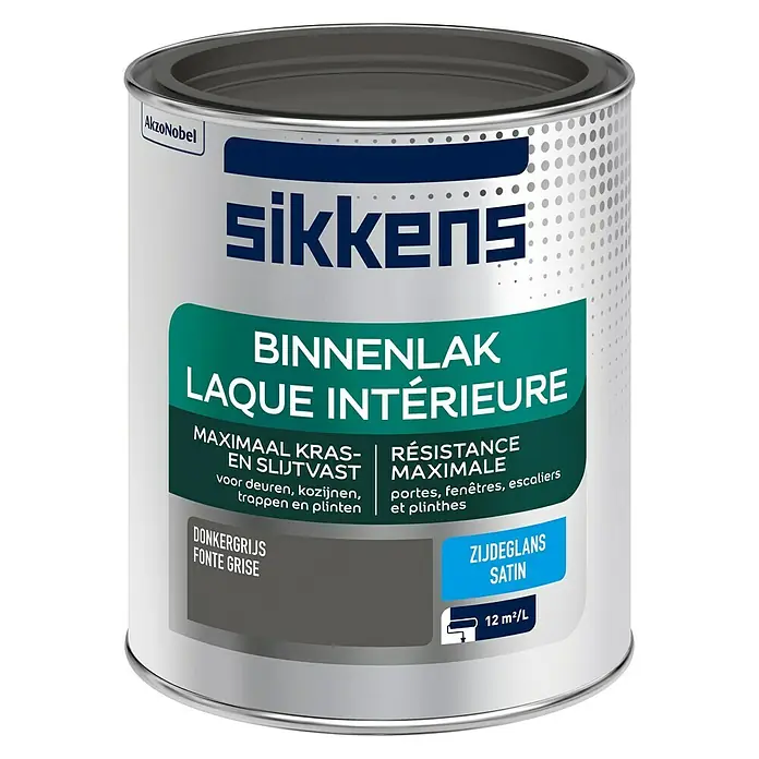 Sikkens Kleurlak Donkergrijs - Donkergrijs, 750 ml, Zijdeglans - Vooraanzicht