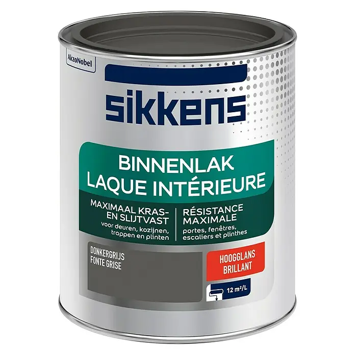 Sikkens Kleurlak Donkergrijs - Donkergrijs, Hoogglans - Vooraanzicht