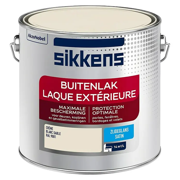 Sikkens Buitenverf RAL 9001 Crème - Crème, 2,5 l, Zijdeglans - Vooraanzicht