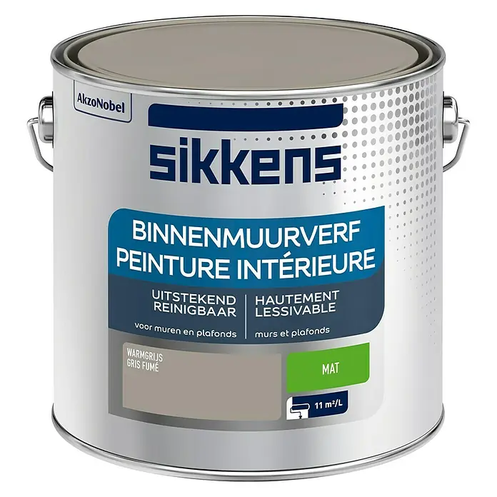 Sikkens Muurverf Warm Grijs - Grijs, 2,5 l, Mat - Vooraanzicht