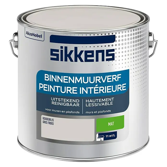 Sikkens Muurverf Koudgrijs - Koudgrijs, 2,5 l, Mat - Vooraanzicht