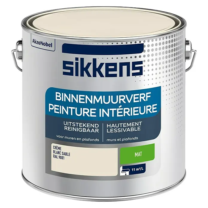 Sikkens Muurverf Crème - Crème, 2,5 l, Mat - Vooraanzicht