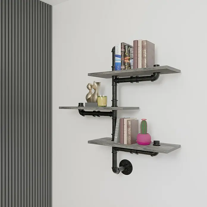 Walteco Wandregal 1 - Schwarz, Braun - Stimmungsaufnahme