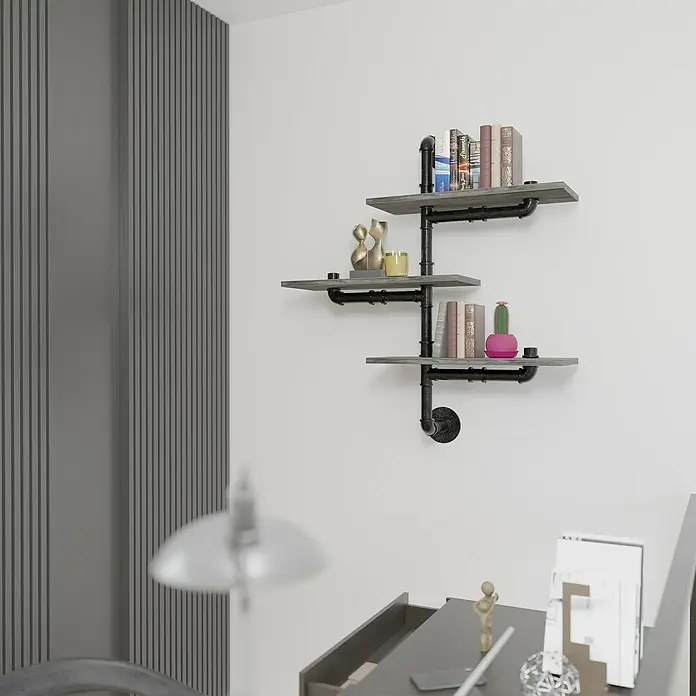 Walteco Wandregal 1 - Schwarz, Braun - Stimmungsaufnahme