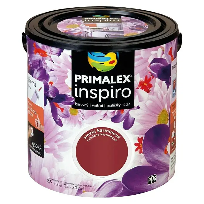 Unutarnja disperzijska boja Primalex Inspiro - Crvene boje, 2,5 l - Pogled sprijeda