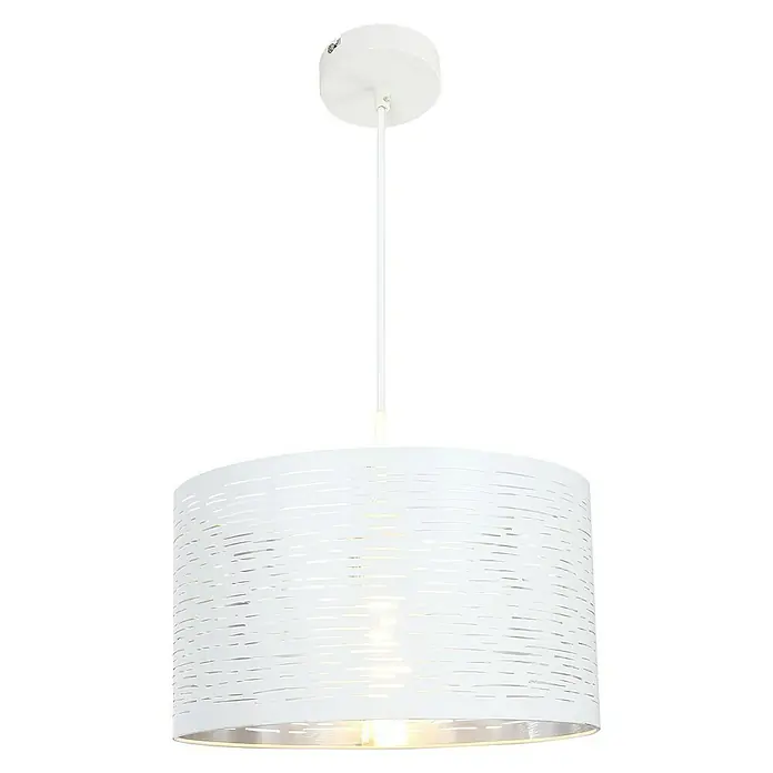 Globo Lámpara colgante redonda rayas - 40 W, Ø x Al: 38 x 120 cm, Blanco, E27 - Vista frontal