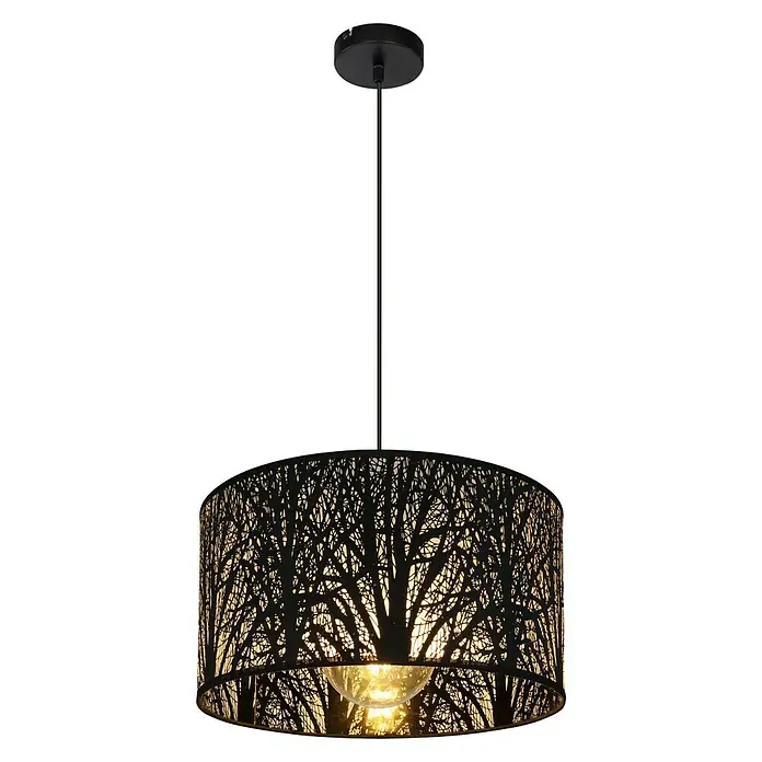 Globo Ramas Lámpara colgante redonda - 40 W, Ø x Al: 380 mm x 120 cm, Negro, E27 - Vista frontal