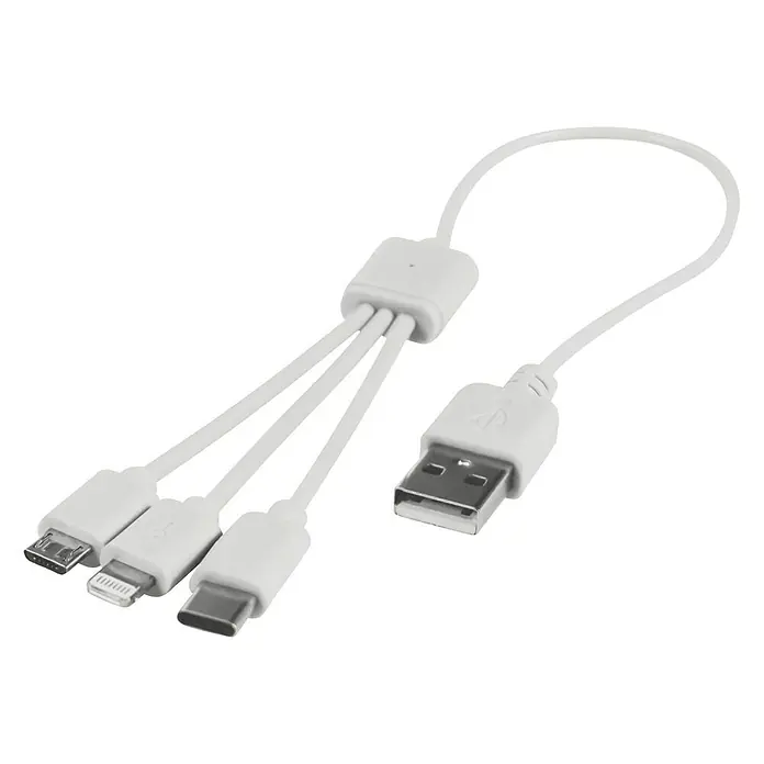 Cartrend USB-Ladekabel 3-in-1 - Mehrfarbig, 8,5 cm, Lightning-Stecker - Diagonale Ansicht