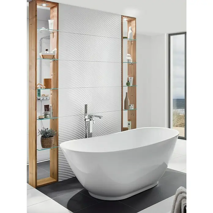 Wandfliese Feel Wave - 40 x 120 cm, Weiß, Rektifiziert - Stimmungsaufnahme