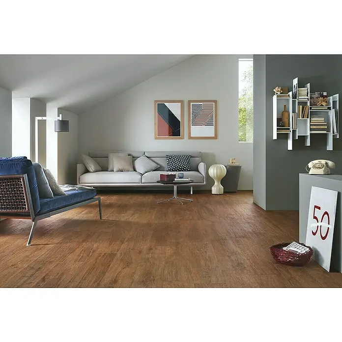 Harmonie by Palazzo Feinsteinzeugfliese - 30 x 120 cm, Eiche Dunkel, Matt - Stimmungsaufnahme