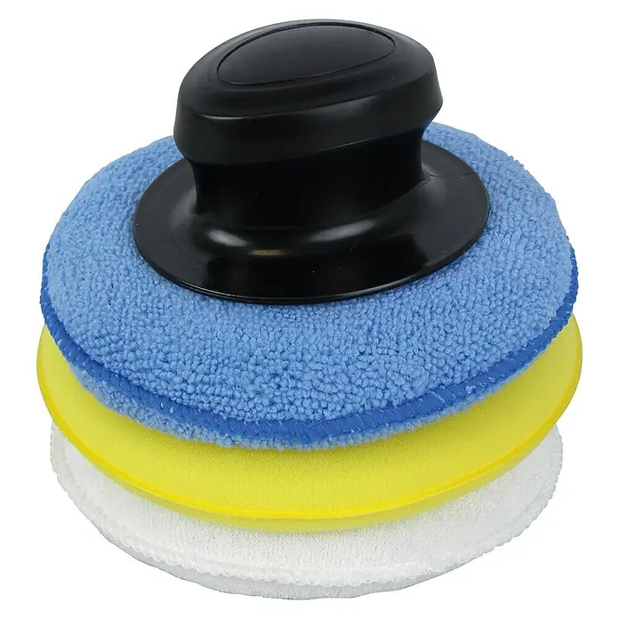 Protecton Autospons Polijstpad 3 in 1 met handgreep - 3 stk., Meerkleurig, Blauw, Geel, Wit - Diagonaal zicht