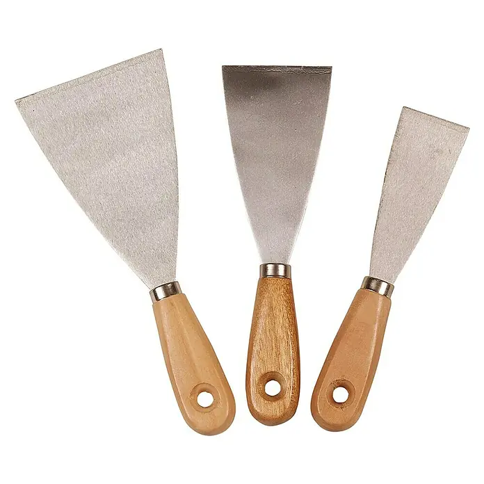Plamuurmessen set - Metaal, 3 stk. - Top-down weergave