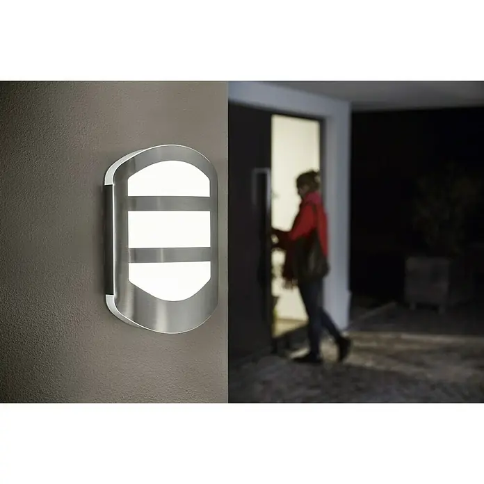 Osram Endura Style LED-Außenwandleuchte - 12 W, 180 x 54 x 280 mm, Edelstahl, IP44 - Stimmungsaufnahme