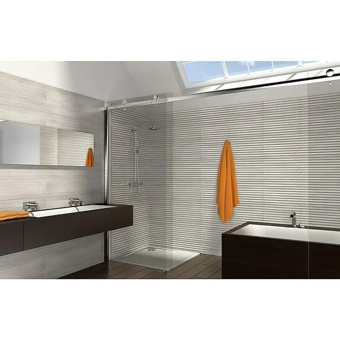 Wandfliese Spa Perla Dekor - 30 x 90 cm, Grau, Matt - Stimmungsaufnahme