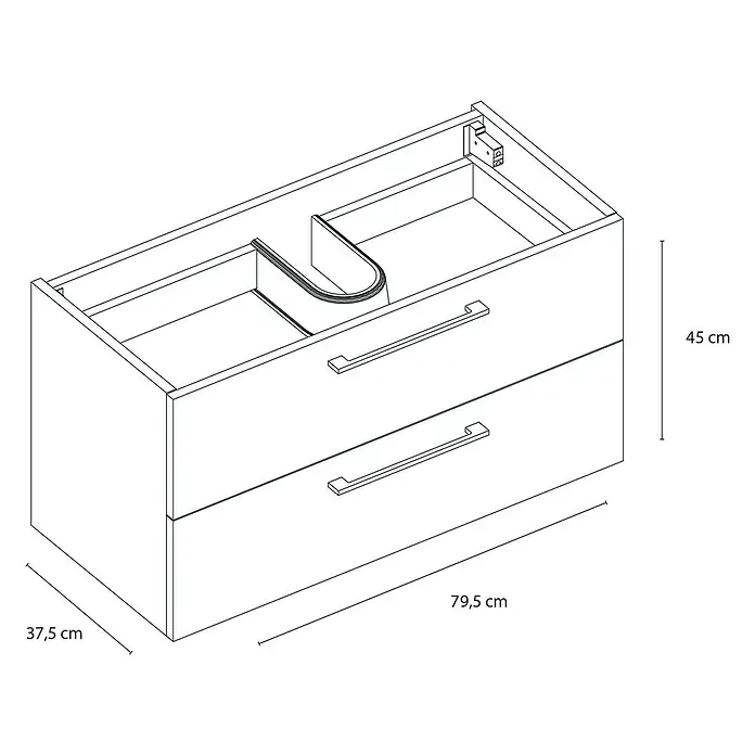 Differnz Wastafelonderkast Shallow 79,5 cm - 79,5 x 37,5 x 45 cm, Antraciet, Mat