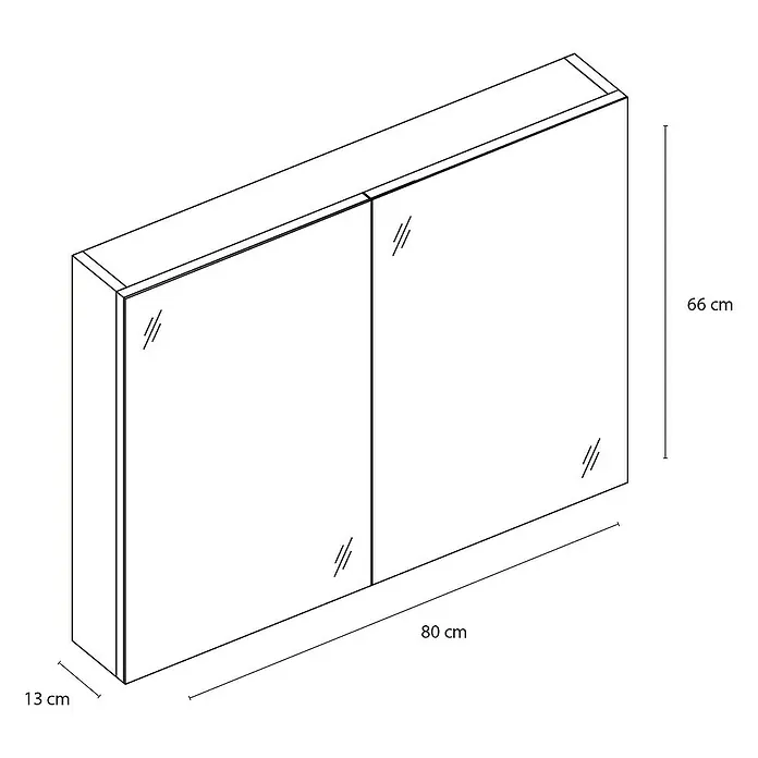 Differnz Spiegelkast Shallow 80 cm - 80 x 13 x 66 cm, Antraciet, Mat