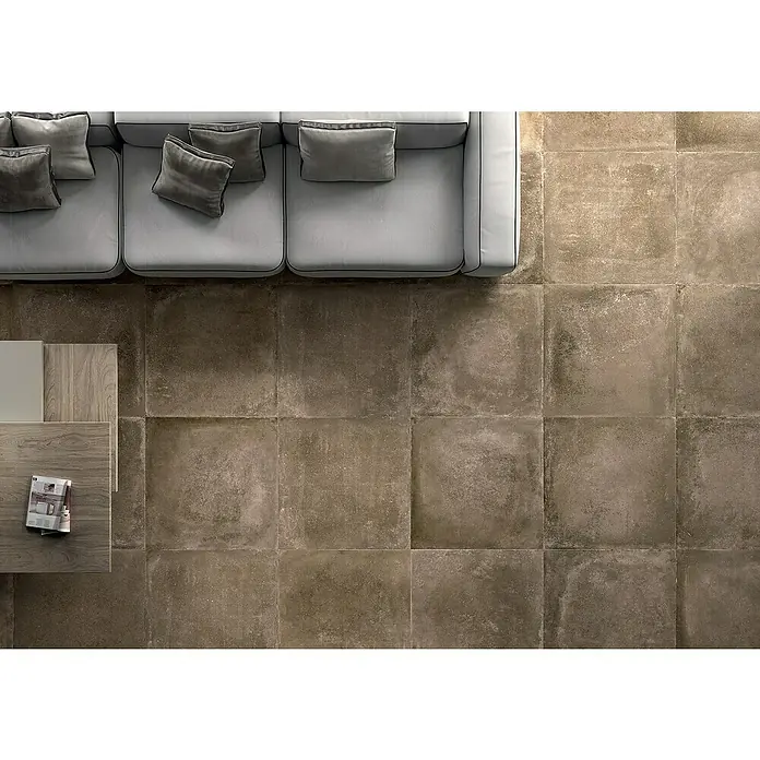 Keramische tegel Reden Biscuit - 80 x 80 cm, Bruin/Beige, Mat - Sfeeropname