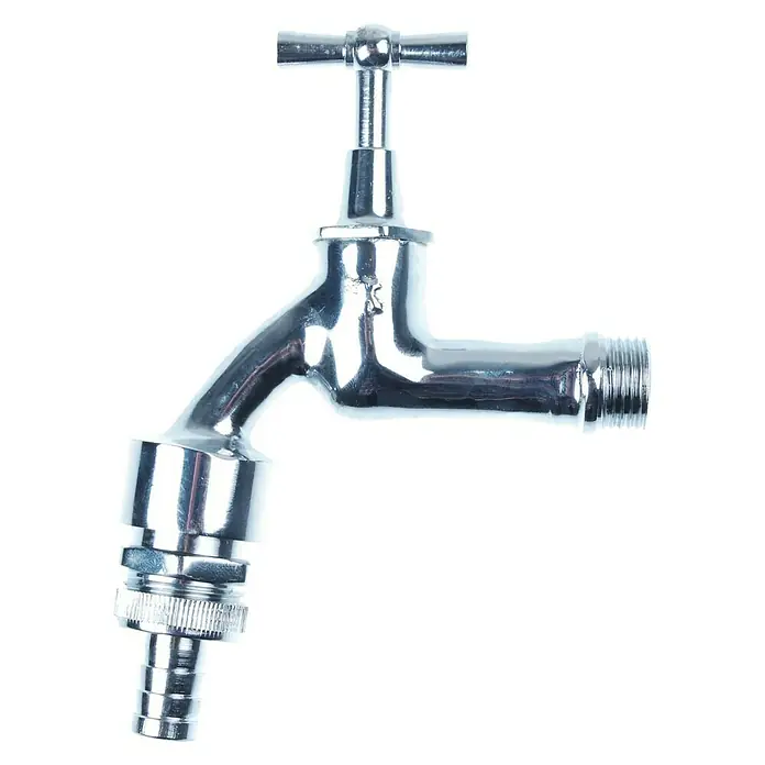 Auslaufventil - ½″, Rückflussverhinderer, Chrom - Linke Seitenansicht