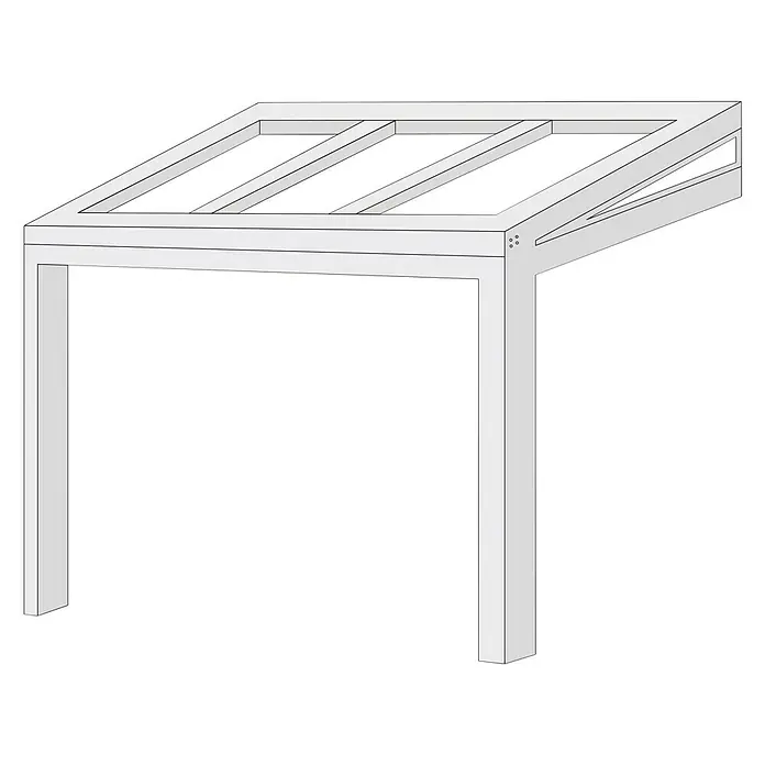 Nadstrešnica za terasu EASYGSW - D x D: 400 cm x 300 cm, Polikarbonat, Antracit siva, Opal - Dijagonalni pogled