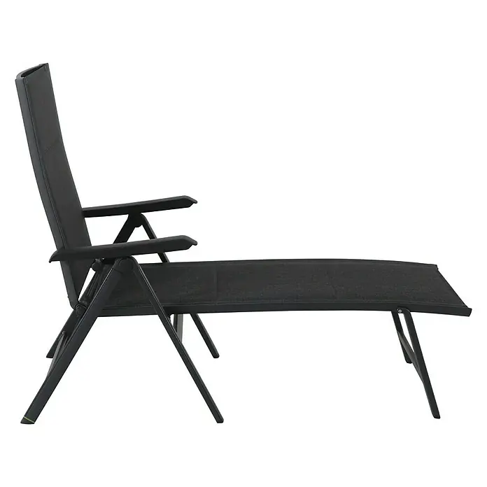 MWH Garten-Liegestuhl Futosa - L x B: 140 x 70 cm, Textilene, Schwarz - Linke Seitenansicht