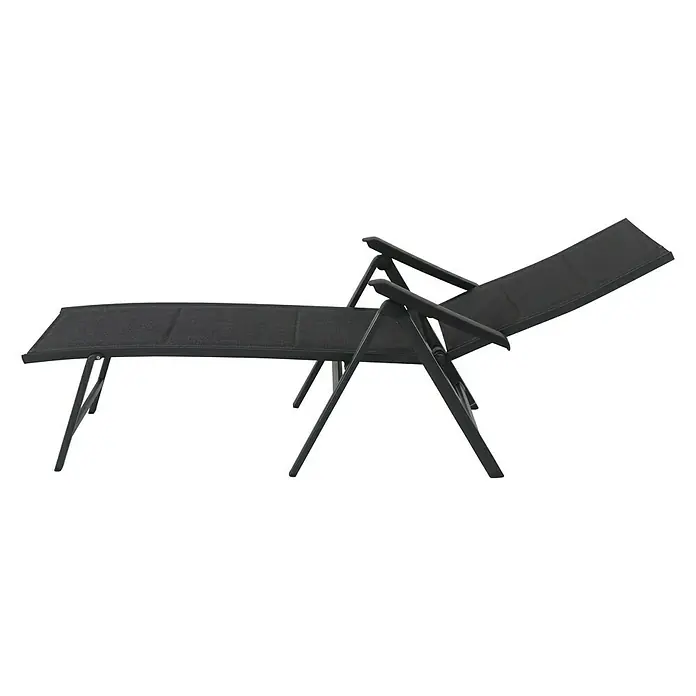MWH Garten-Liegestuhl Futosa - L x B: 140 x 70 cm, Textilene, Schwarz - Linke Seitenansicht