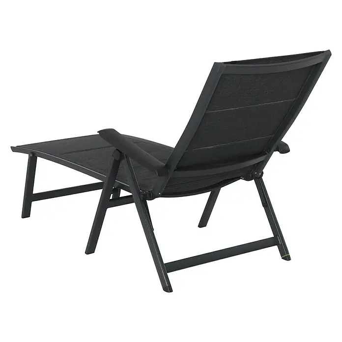 MWH Garten-Liegestuhl Futosa - L x B: 140 x 70 cm, Textilene, Schwarz - Diagonale Ansicht