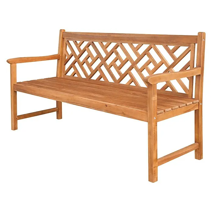 Sunfun Gartenbank - B x T x H: 158 x 61,5 x 91 cm, Natur - Diagonale Ansicht