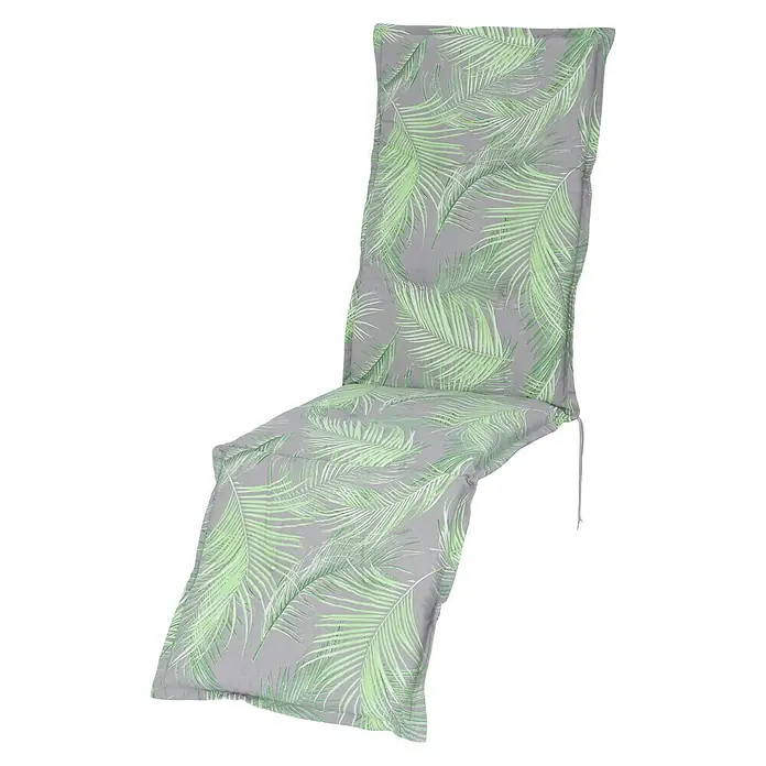 Sunfun Basic-Line Stuhlauflage Relax - Grün, Grau, L x B x H: 174 x 50 x 6 cm, Baumwoll-Polyester-Mischgewebe - Diagonale Ansicht