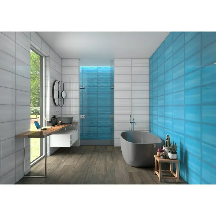Decocer by Cinca Wandfliese Glow - 25 x 55 cm, Weiß, Glänzend - Stimmungsaufnahme