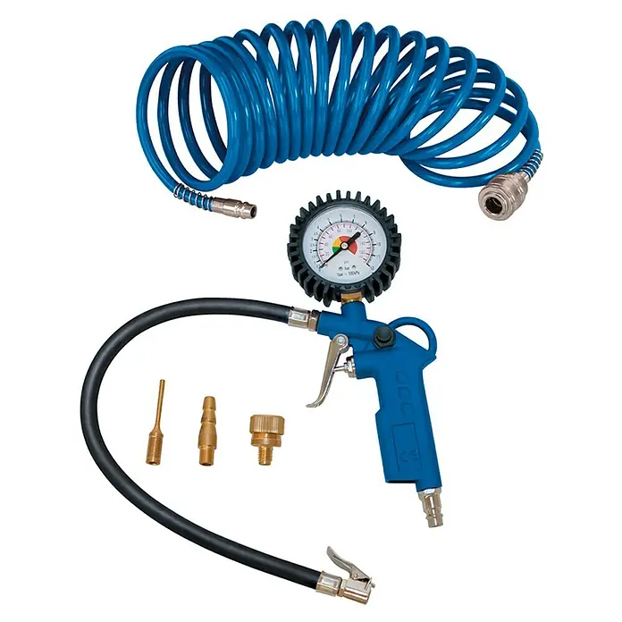 Scheppach Juego de accesorios para compresor - 5 pzs., Azul/Negro - Vista descendente