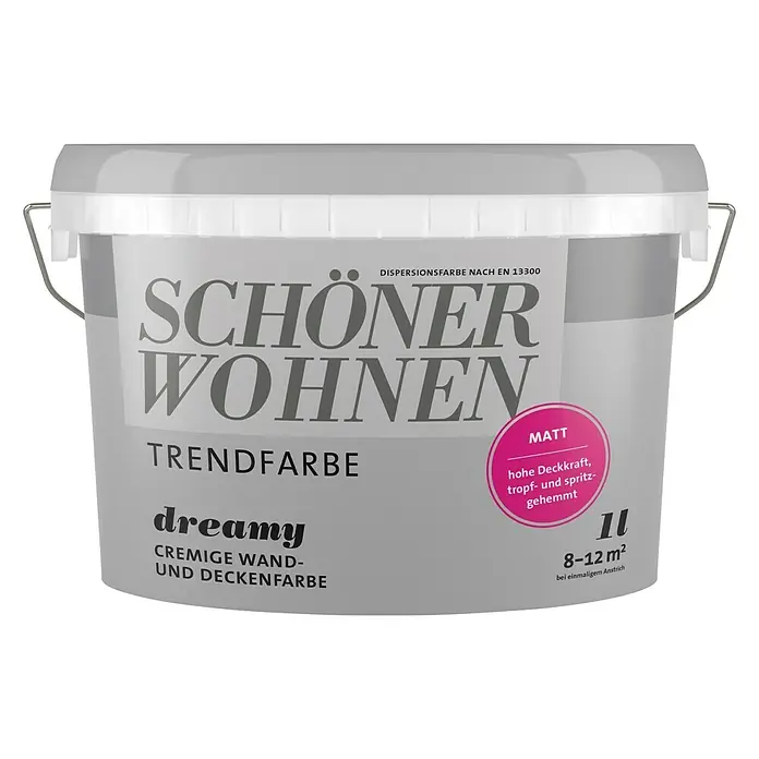 SCHÖNER WOHNEN-Farbe Wandfarbe Trendfarbe - Dreamy, 1 l, Matt, Konservierungsmittelfrei - Vorderansicht