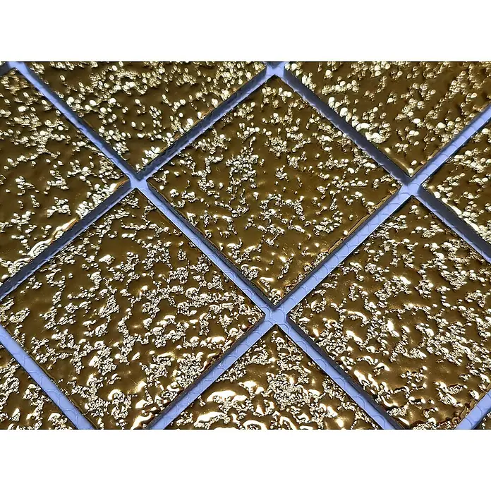 Mosaikfliese Uni GO 484 - 30,6 x 30,6 cm, Gold, Glänzend - Detailaufnahme