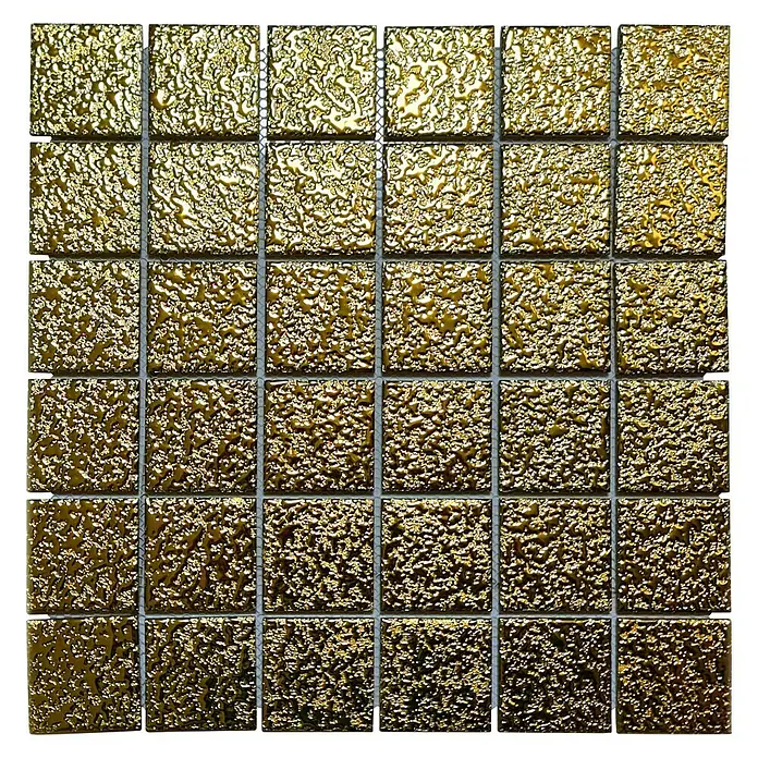 Mosaikfliese Uni GO 484 - 30,6 x 30,6 cm, Gold, Glänzend - Ansicht von oben