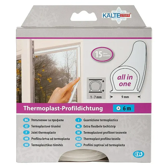 KÄLTESTOPP Profildichtung Thermoplast-Profildichtung - Transparent, Spaltenbreiten 1 - 7 mm - Vorderansicht