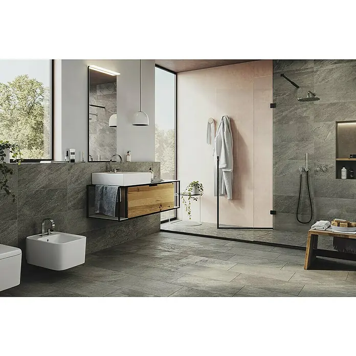 Atlas Concorde Feinsteinzeugfliese Regent Grey - 30 x 60 cm, Grau, Matt - Stimmungsaufnahme