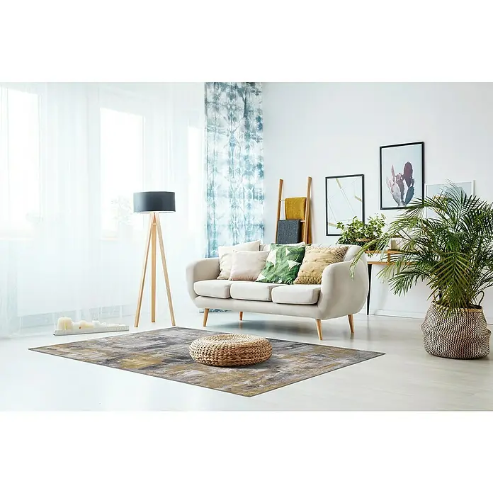 Teppich Prima - Grau/Gelb, 150 x 80 cm, 100 % Polyester - Stimmungsaufnahme
