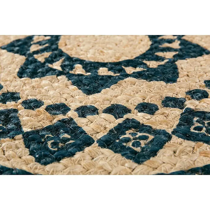 Teppich rund Mamda - Natur/Schwarz, Durchmesser: 80 cm, Jute - Detailaufnahme