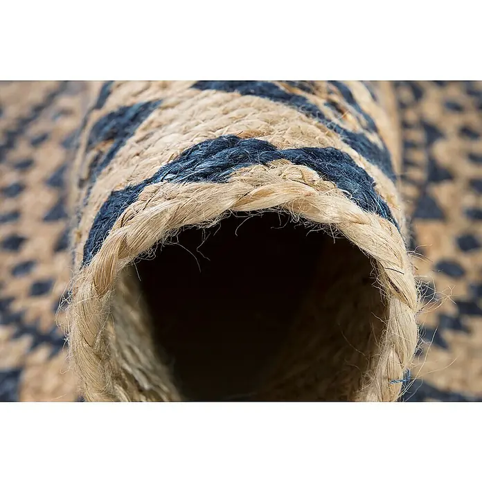 Teppich rund Mamda - Natur/Schwarz, Durchmesser: 80 cm, Jute - Detailaufnahme