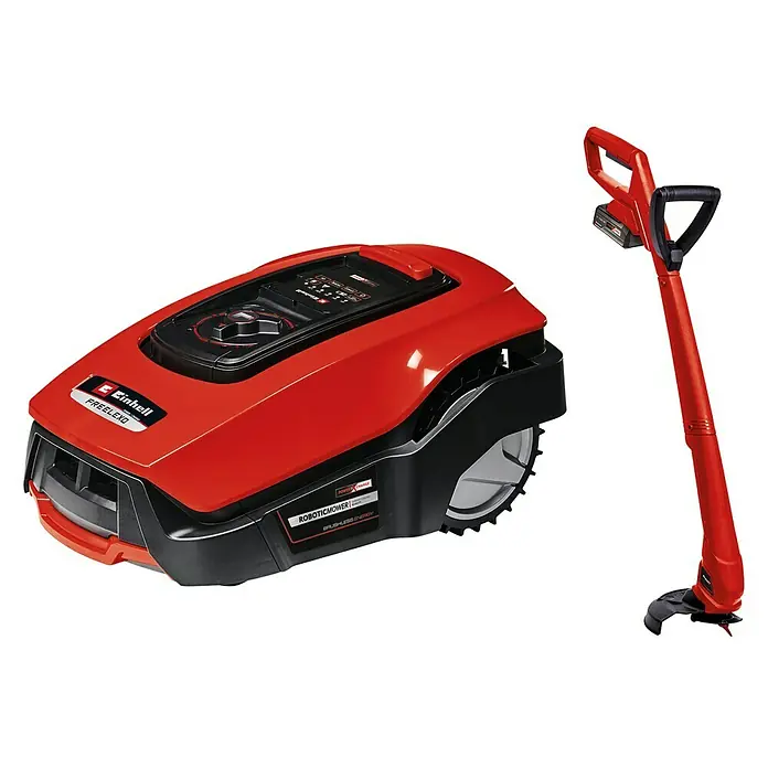 Einhell Power X-Change Mähroboter - inkl. gratis Rasentrimmer - 18 V, 2,5 Ah, Max. Flächenempfehlung: 500 m² - Diagonale Ansicht