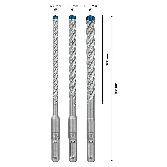 Bosch Professional Expert SDS-Plus Betonbohrer-Set SDS Plus-7X - 3 -tlg., Durchmesser: 6 mm - 10 mm