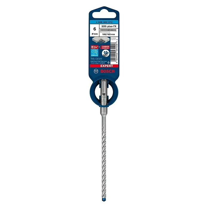 Bosch Professional Expert SDS-Plus Betonbohrer SDS Plus-7X - Durchmesser: 6 mm, Länge: 165 mm - Vorderansicht