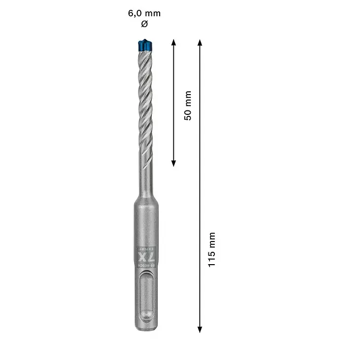 Bosch Professional Expert SDS-Plus Betonbohrer SDS Plus-7X - Durchmesser: 6 mm, Länge: 115 mm