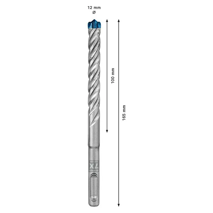 Bosch Professional Expert SDS-Plus Betonbohrer SDS Plus-7X - Durchmesser: 12 mm, Länge: 165 mm