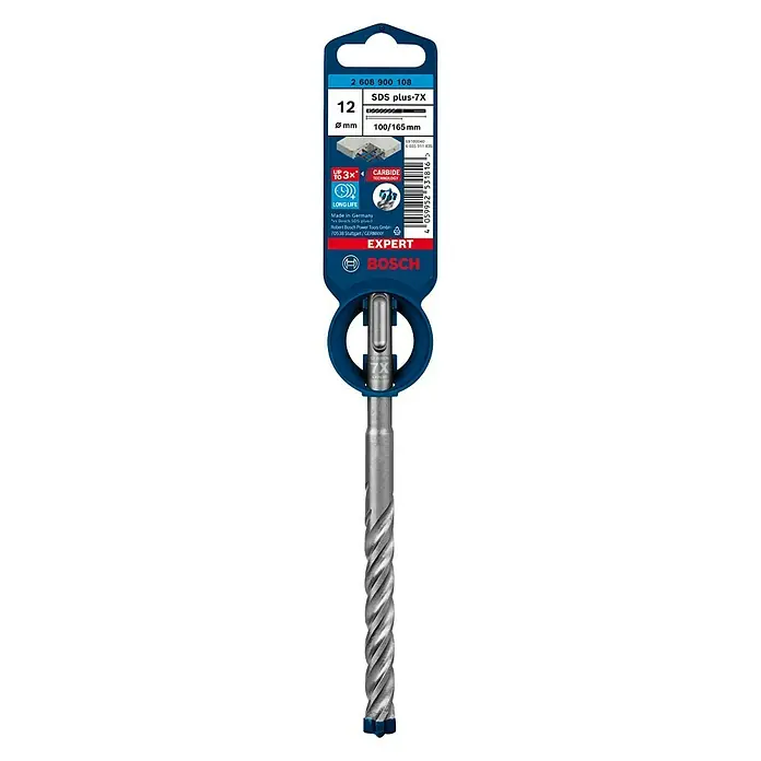 Bosch Professional Expert SDS-Plus Betonbohrer SDS Plus-7X - Durchmesser: 12 mm, Länge: 165 mm - Vorderansicht