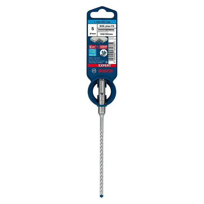Bosch Professional Expert SDS-Plus Betonbohrer SDS Plus-7X - Durchmesser: 5 mm, Länge: 165 mm - Vorderansicht