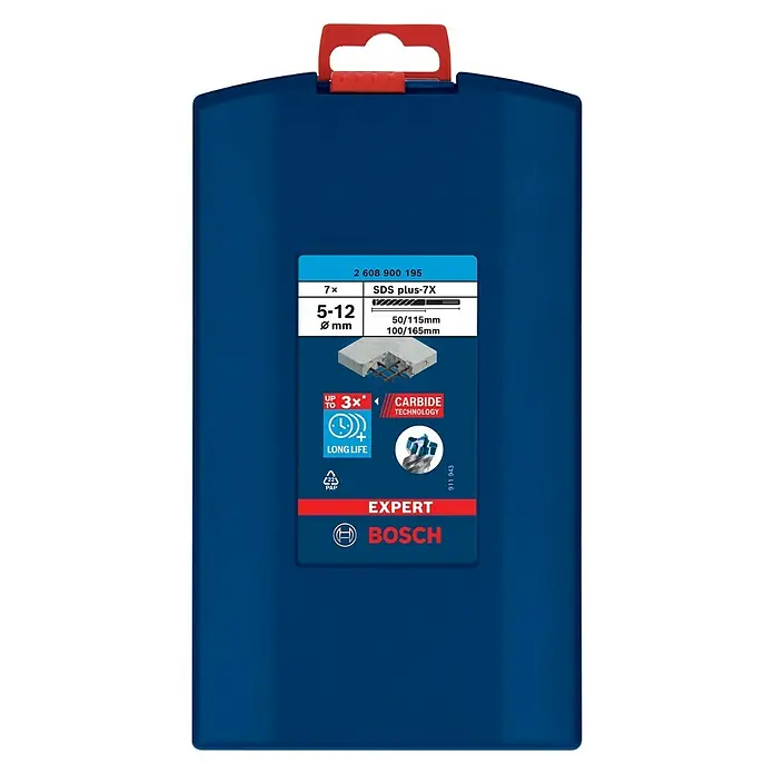 Bosch Professional Expert SDS-Plus Betonbohrer-Set SDS Plus-7X - 7 -tlg., Durchmesser: 5 mm - 10 mm - Vorderansicht