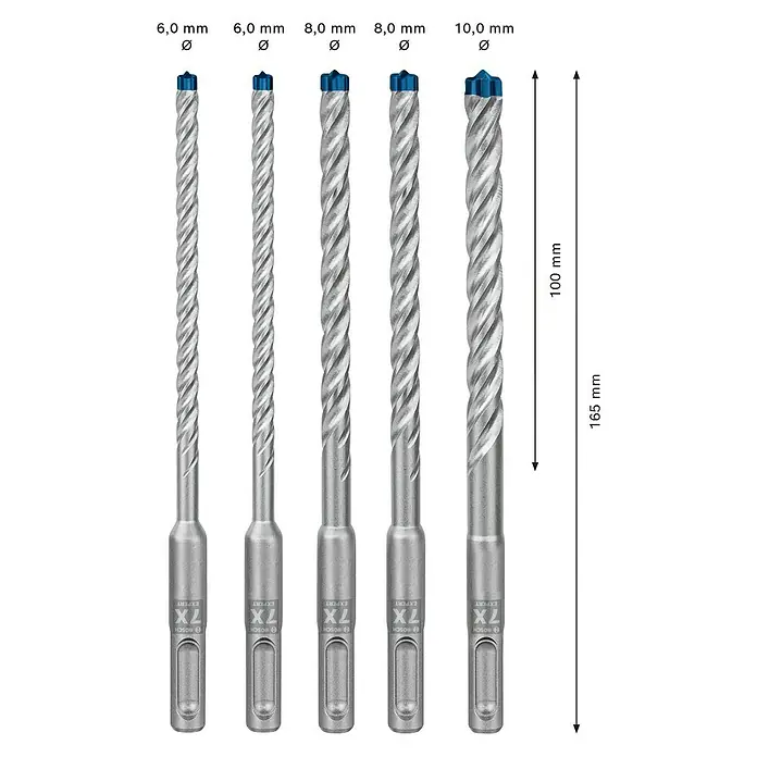 Bosch Professional Expert SDS-Plus Betonbohrer-Set SDS Plus-7X - 5 -tlg., Durchmesser: 6 mm - 10 mm