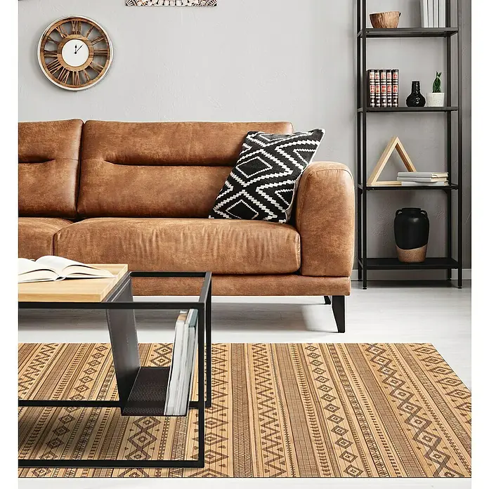Alfombra de bambú Etnic - Natural/Negro, 150 x 80 cm - Foto ambiente